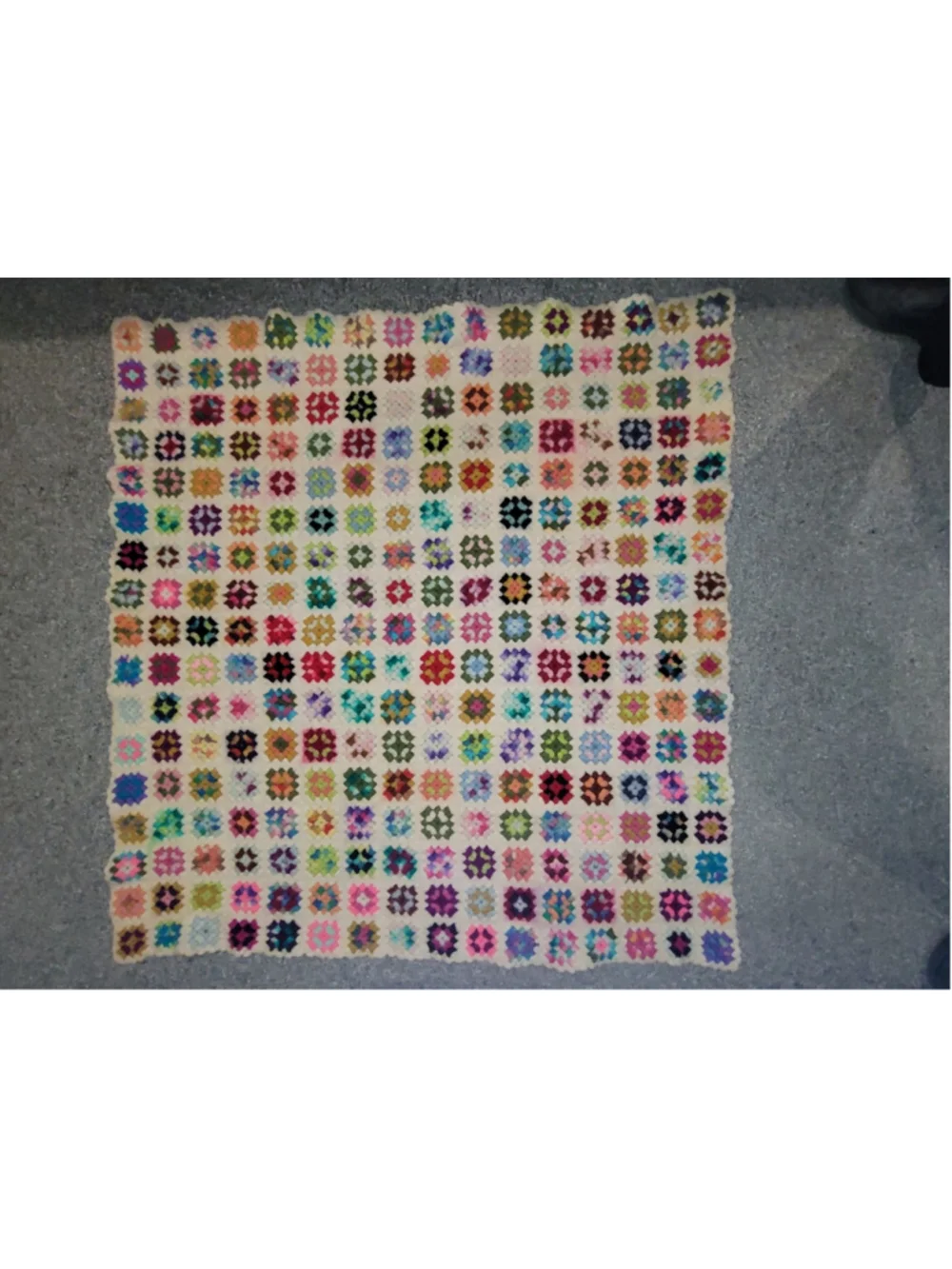 Vintage Handmade Crochet Granny Square Afghan Blanket Multicolor 50x53
